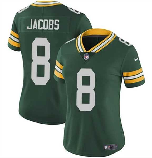Womens Green Bay Packers #8 Josh Jacobs Green Vapor Untouchable Limited Stitched Jersey Dzhi->->Women Jersey